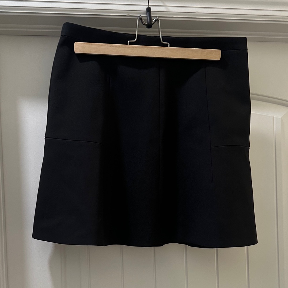 J. Crew Fluted Flare Double Crepe High Waist Black Skirt